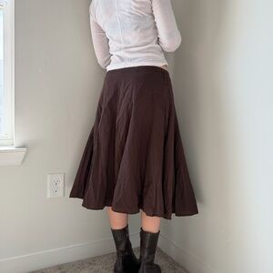 George Y2K Brown Flowy Midi Skirt